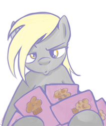 Size: 570x676 | Tagged: safe, artist:bunnimation, derpy hooves, pegasus, pony, g4, card, female, mare, muffin, solo