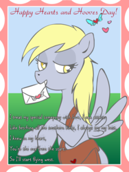 Size: 812x1078 | Tagged: safe, artist:bunnimation, derpy hooves, pegasus, pony, g4, female, letter, mare, mouth hold, solo, valentine