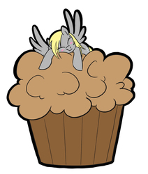 Size: 419x494 | Tagged: safe, artist:bunnimation, derpy hooves, pegasus, pony, g4, female, giant muffin, mare, muffin, solo