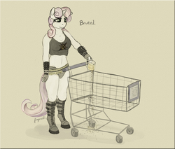 Size: 1359x1159 | Tagged: safe, artist:angerelic, sweetie belle, anthro, black metal, brutal, bullet belt, female, metal, metal belle, metalocalypse, midriff, older, solo, spiked wristband, wristband