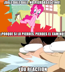 Size: 638x709 | Tagged: safe, edit, edited screencap, screencap, pinkie pie, g4, pinkie pride, awesome, bloodshot eyes, eye bulging, meme, misspelling, monkey d. luffy, one piece, piñata, portgas d. ace, reaction, spanish, the goof off, win, wtf