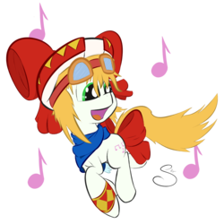 Size: 1000x1000 | Tagged: safe, artist:solipsus, pony, clothes, cornet, hat, music notes, ponified, rhapsody: a musical adventure, solo