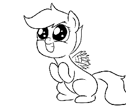 Size: 700x600 | Tagged: safe, artist:aa, scootaloo, pegasus, pony, g4, animated, buzzing wings, cute, cutealoo, dilated pupils, excited, eye shimmer, female, filly, flapping, fluttering, grin, monochrome, smiling, solo