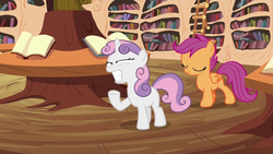 Size: 1920x1080 | Tagged: safe, screencap, scootaloo, sweetie belle, g4, twilight time