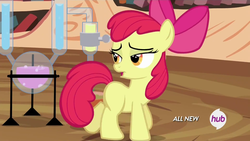 Size: 1920x1080 | Tagged: safe, screencap, apple bloom, earth pony, pony, g4, twilight time, female, hub logo, solo