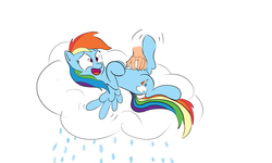 Size: 3000x1800 | Tagged: safe, artist:frikdikulous, rainbow dash, oc, oc:anon, g4, belly, bellyrubs, cloud, disembodied hand, laughing, rain, the addams family, thing, tickling
