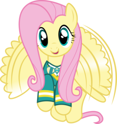 Size: 5000x5268 | Tagged: safe, artist:missbeigepony, fluttershy, pegasus, pony, g4, absurd resolution, clothes, female, flying, ponytones outfit, simple background, solo, transparent background, vector