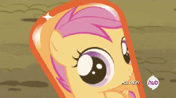 Size: 640x360 | Tagged: safe, edit, edited screencap, screencap, scootaloo, twilight sparkle, alicorn, pony, g4, twilight time, animated, female, grin, hi girls, hub logo, mare, mirror, shiny hooves, smiling, talking, this will end in jail time, twilight is a foal fiddler, twilight sparkle (alicorn)