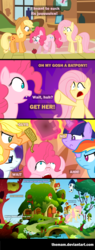 Size: 1600x4200 | Tagged: safe, artist:themam, applejack, fluttershy, pinkie pie, rainbow dash, rarity, twilight sparkle, bats!, g4, comic, flutterbat, fluttersecret, mane six, wrong pony