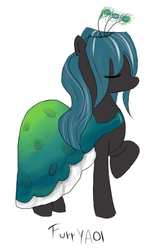 Size: 442x669 | Tagged: safe, artist:scouthiro, queen chrysalis, pony, g4, 30 minute art challenge, clothes, dress, female, race swap, solo