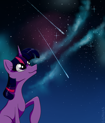 Size: 1436x1674 | Tagged: safe, artist:sigmanas, twilight sparkle, pony, g4, female, night, shade, shooting star, sky, solo, starry night, stars