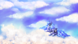 Size: 1150x647 | Tagged: safe, artist:macalaniaa, princess luna, g4, cloud, cloudy, female, s1 luna, solo