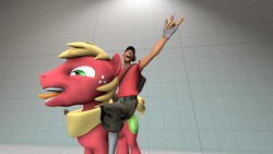 Size: 800x450 | Tagged: safe, artist:scouthiro, big macintosh, earth pony, pony, g4, 3d, male, scout (tf2), source filmmaker, stallion, team fortress 2