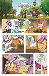 Size: 900x1384 | Tagged: safe, artist:tony fleecs, idw, official comic, apple bloom, scootaloo, sweetie belle, earth pony, pegasus, pony, unicorn, friends forever #2, g4, my little pony: friends forever, spoiler:comic, apple tree, clubhouse, comic, crusaders clubhouse, cutie mark crusaders, female, filly, foal, idw advertisement, preview, speech bubble, tree, treehouse