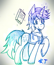 Size: 500x603 | Tagged: safe, artist:wirelesspony, oc, oc only, oc:light shine, pony, unicorn, color, commission, magic, male, sketch, solo, stallion