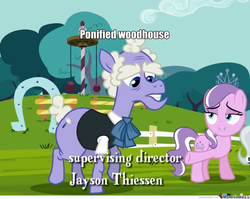 Size: 930x741 | Tagged: safe, screencap, diamond tiara, randolph, silver spoon, g4, twilight time, archer (show), butler, ponified, woodhouse