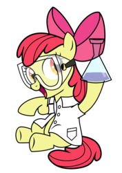 Size: 6614x9354 | Tagged: safe, artist:flutteranderson, apple bloom, g4, twilight time, absurd resolution, alchemy, beaker, clothes, female, lab coat, simple background, solo, transparent background, vector