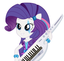 Size: 2111x2011 | Tagged: safe, artist:negasun, rarity, equestria girls, g4, my little pony equestria girls: rainbow rocks, female, keytar, musical instrument, ponied up, rainbow rocks outfit, simple background, solo, transparent background, vector