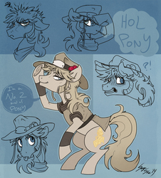Size: 1100x1216 | Tagged: safe, artist:serge-stiles, earth pony, pony, angry, cigarette, emperor (stand), happy, hat, hol horse, jojo's bizarre adventure, leg warmers, male, ponified, sideburns, solo, stallion, stardust crusaders, tongue out