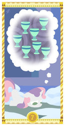 Size: 400x775 | Tagged: safe, artist:janeesper, sweetie belle, g4, cup, female, scootie belle, seven of cups, seven of hearts, solo, tarot card, thought bubble
