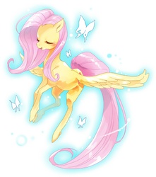 Size: 629x710 | Tagged: safe, artist:pasikon, fluttershy, butterfly, g4, eyes closed, female, solo