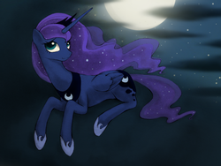 Size: 1024x768 | Tagged: safe, artist:murphylaw4me, princess luna, g4, cloud, cloudy, colored, female, solo