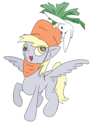 Size: 606x800 | Tagged: safe, artist:wryte, angel bunny, derpy hooves, pegasus, pony, g4, carrot, female, mare, simple background, transparent background