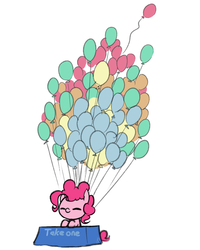 Size: 1600x2000 | Tagged: safe, artist:valcron, pinkie pie, g4, ^^, balloon, cute, eyes closed, female, smiling, solo, table, that pony sure does love balloons