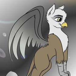 Size: 1442x1442 | Tagged: safe, artist:meggchan, oc, oc only, oc:silver lining, griffon, solo