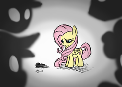 Size: 1748x1240 | Tagged: safe, artist:mrasianhappydude, fluttershy, g4, microphone, stage fright