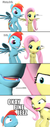 Size: 960x2415 | Tagged: safe, artist:pinkie diane roosevelt phd, fluttershy, rainbow dash, g4, 3d, angry, annoyed, comic, gmod, rainbow blitz, rule 63