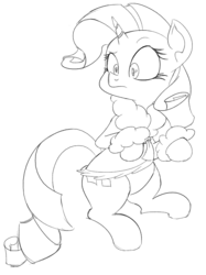 Size: 700x935 | Tagged: safe, artist:purple-yoshi-draws, rarity, g4, clothes, female, monochrome, solo