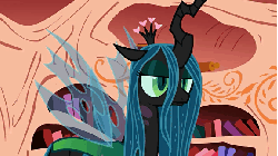 Size: 576x324 | Tagged: safe, artist:mixermike622, queen chrysalis, oc, oc:fluffle puff, g4, animated