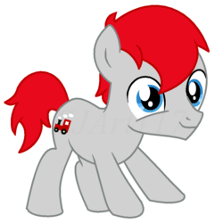 Size: 862x894 | Tagged: safe, train tracks (g4), earth pony, g4, background pony, blue eyes, colt, foal, looking at you, male, ms paint, playful, scary, smiling, solo, train