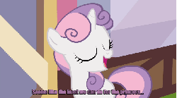 Size: 620x345 | Tagged: safe, screencap, diamond tiara, gallop j. fry, peach fuzz, pipsqueak, silver spoon, sweetie belle, earth pony, pony, g4, twilight time, animated, bush, colt, male, subtitles