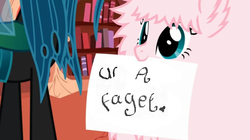 Size: 1019x572 | Tagged: safe, queen chrysalis, oc, oc:fluffle puff, g4, exploitable meme, fluffle puff's plans, meme, ur a faget