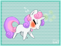 Size: 827x625 | Tagged: safe, artist:paichitaron, sweetie belle, g4, blushing, female, magic, solo