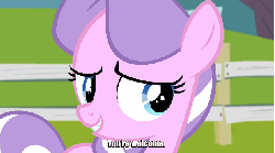 Size: 620x345 | Tagged: safe, screencap, diamond tiara, earth pony, pony, g4, twilight time, animated, female, filly, gif, solo, subtitles, you're welcome