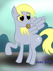 Size: 519x692 | Tagged: safe, artist:sitris, derpy hooves, pegasus, pony, g4, cute, female, funny, happy, hooves, mare, muffin, nice, solo