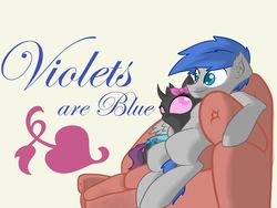 Size: 3600x2700 | Tagged: safe, artist:oblivinite, oc, oc only, oc:carbon, oc:lilo, changeling, bow, couch, cuddling, female, fluffy, hug, interspecies, male, prone, purple changeling, simple background, sitting, smiling, snuggling, spread wings, straight, white background