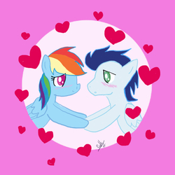 Size: 512x512 | Tagged: safe, artist:kaththepony, rainbow dash, soarin', g4, blushing, female, male, ship:soarindash, shipping, straight