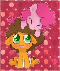 Size: 1680x2000 | Tagged: safe, artist:cuddlehooves, cheese sandwich, pinkie pie, pony, baby, baby pie, baby pony, cheesepie, chewing, colt, cuddlehooves is trying to murder us, cute, diacheeses, diaper, diapinkes, female, filly, foal, male, poofy diaper, shipping, straight, younger