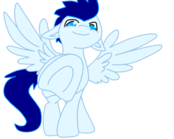 Size: 1280x1024 | Tagged: safe, soarin', pegasus, pony, g4, hoof worship, hooves, male, presenting, proud, simple background, smiling, solo, spread wings, stallion, superior, transparent background, wings