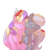 Size: 600x600 | Tagged: safe, artist:secretgoombaman12345, diamond tiara, silver spoon, earth pony, pony, ask chubby diamond, g4, applesauce, chubby, chubby diamond, duo, eyes closed, fat, female, glasses, larger female, lesbian, licking, lip bite, neck licking, physique difference, ship:silvertiara, shipping, smaller female