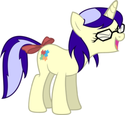 Size: 2437x2238 | Tagged: safe, oc, oc only, oc:pennychan, pony, unicorn, bow, eyes closed, female, flutteryay, glasses, mare, ponychan, simple background, solo, tail bow, transparent background, vector, yay