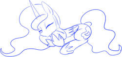 Size: 1010x475 | Tagged: safe, artist:mcsadat, princess luna, g4, female, monochrome, sketch, sleeping, solo