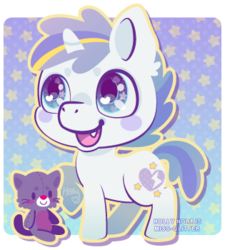 Size: 315x350 | Tagged: safe, artist:miss-glitter, oc, oc only, pony, unicorn, fangs, male, plushie, solo, stallion