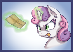 Size: 2937x2097 | Tagged: safe, artist:vicse, sweetie belle, g4, female, graham cracker, magic, solo