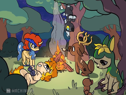 Size: 633x477 | Tagged: safe, screencap, blitzle, deerling, keldeo, ponyta, stantler, weedle, g4, campfire, crossover, machinimia, marshmallow, parody, pokémon, teenage pokémon, youtube, youtube link