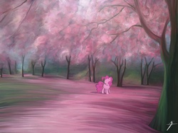 Size: 1280x960 | Tagged: safe, artist:rathaslayernick, pinkie pie, g4, female, forest, scenery, solo, tree